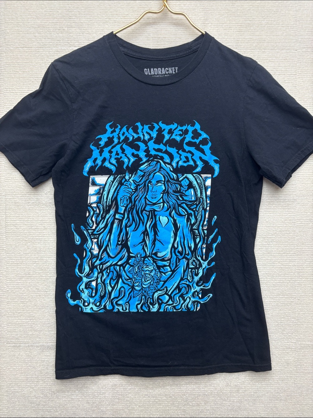 Gladracket small Black Graphic T-Shirt with Blue Artwork